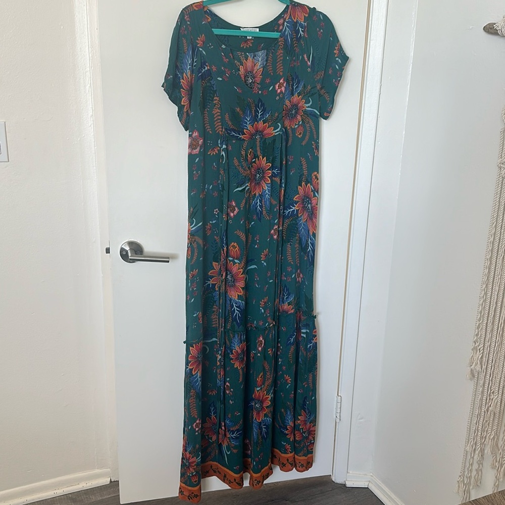 Patrons of peace floral printed fall maxi dress